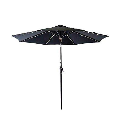 C-Hopetree 2.7m Solar Powered Garden Parasol for Outdoor Patio with LED Lights, Black