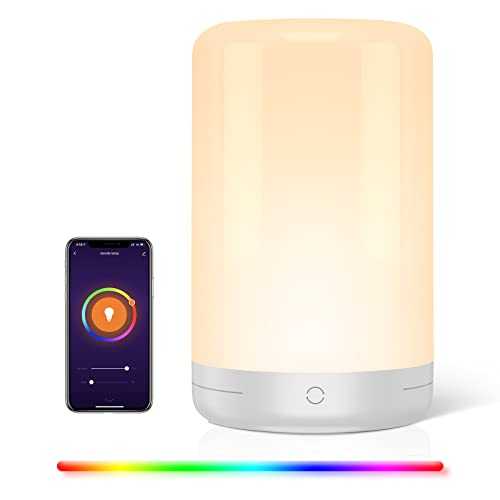 Smart Led Bedside lamp, Alexa Table lamp with Timer Function, WiFi Bedside lamp Touch dimmable for Bedroom and Study, Compatible with Alexa and Google Home, 2700K~3100K, RGB+W, 2.4GHz