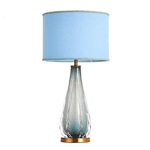 OUMYLFCNEC Table Lamps Modern Minimalist Table Lamp Gradient Color Glass Bedroom Bedside Lamp Creative Study Living Room Fabric Lampshade Lighting Lamp Dimmable Bedside Desk Lamp (Color : A)