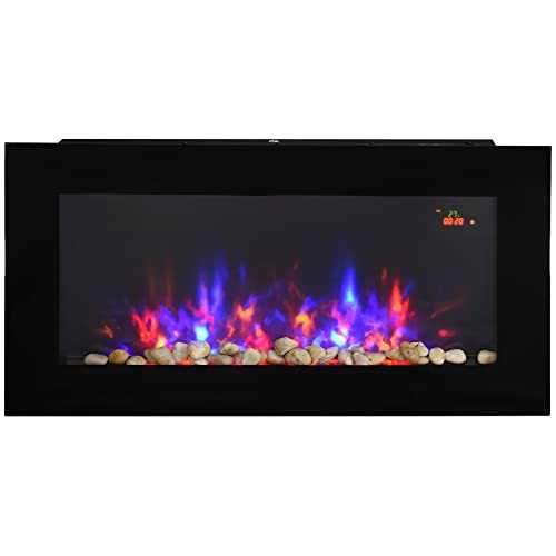 HOMCOM 1000W/2000W LED Electric Fireplace w/ Automatic Function Remote Faux Flame Wall Home Heater Backlight Timer Sleek Stylish