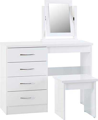 Seconique Nevada Dressing Table Set, White Gloss, One Size