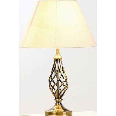 Village At Home Barley Twist Table Lamp, 60 W, Antique Brass with Natural Shade