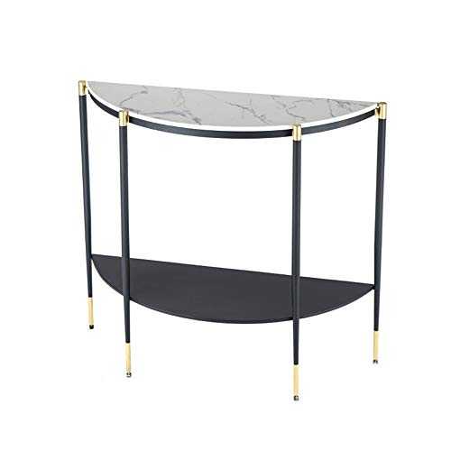 OuPai Table Console Table，Marble Sofa Table Semicircle Decorative Table Livingroom Iron Art Side Table 30 × 11 × 32 Inch for Living Room Bedroom (Color : A)