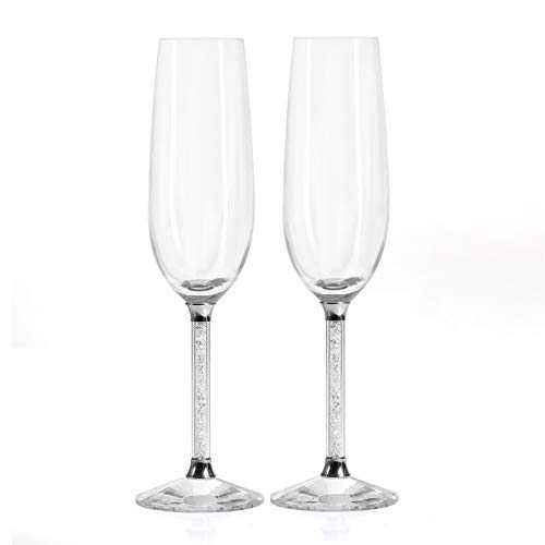 KJGHJ Set Of 2 Pieces,Elegant Champagne Toasting Flutes,Crystal Glass Anniversary Wedding Couples Gift,Engagement Party Decoration, Champagne Flutes