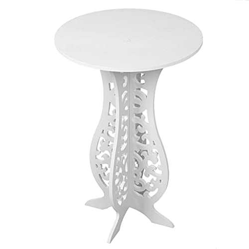 White Small Round Table Desk Coffee Tea Corner Table Side End Occasional Rustic Lampe Plant Sofa Table Rack Stand Home Furniture Racks Living Room-60X40X31cm