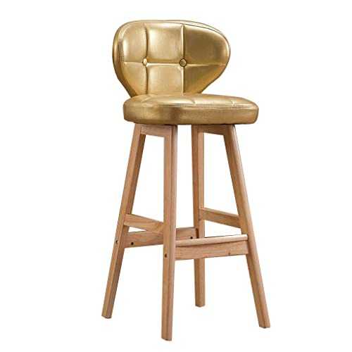 RAMRCPE Bar Stool, Counter Solid Wood High Stool, High Back Leather Bar Chair, Home Kitchen Breakfast Non-slip counter bench, 4 Colors, 65cm/75cm/85cm (color : Gold, Size : 85cm)