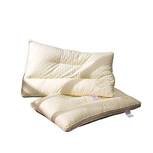HJUIK Bed Pillows 2 Pack Luxury Down Alternative Low Pillows For Sleeping, Soft Cotton Cover (Color : Beige, Size : 48x74cm)