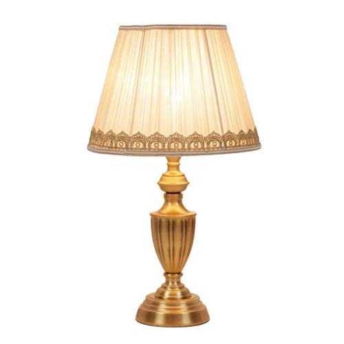 ZAE Stylish Golden Table Desk Lamp Mid-Century Antique Brass Finish Reading Lamp with Neutral Fabric Shade,Great for Office Living Room Side Table Bedside,22 inches (Color : Dimming switch)