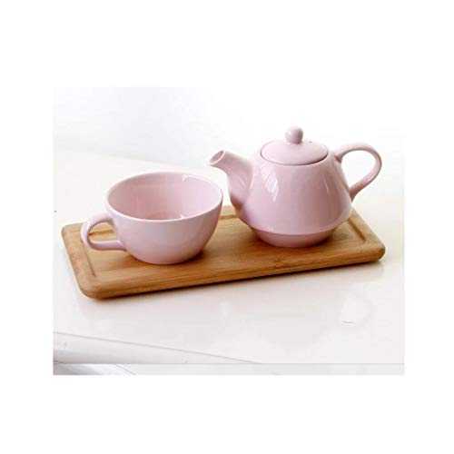 XinQing-Tea Sets Afternoon Tea Set Coffee cup Bone China Creative European Pink Single Home Office Travel Tableware Accessories (Color : Teapot*1+teacup*1+tray*1)