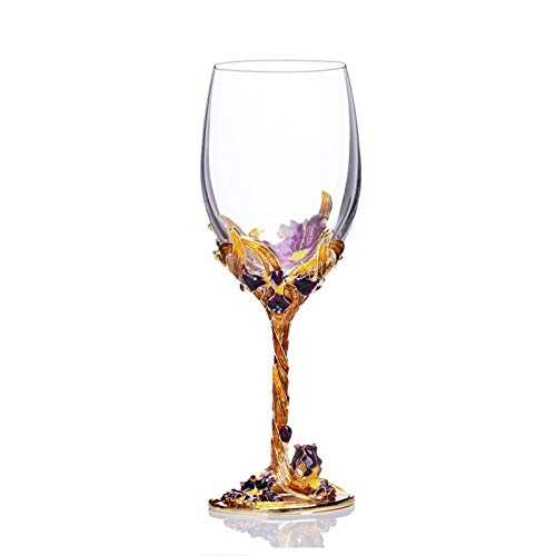 KJGHJ High-grade Crystal Champagne Flutes Stand Metal With Enamel Creative Style Goblet Glass Wedding Birthday Gifts, Champagne Flutes (Capacity : 301 400ml, Color : A1)