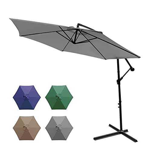 SANHENG Garden Parasols, Patio Umbrella Cantilever with heavy duty Cross Bases & Crank-lift ideal for Commercial And Residential Use (Grey)