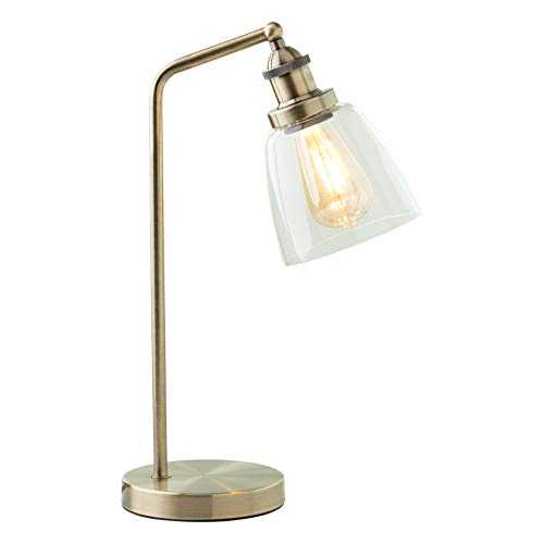 Echo Modern Industrial Style Trendy Antique Brass & Clear Glass Table Lamp/Desk Lamp/Bedside Light