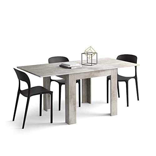 Mobili Fiver, Square extendable dining table, Eldorado, 90x(180) x90 cm, Concrete Effect, Grey, Made In Italy