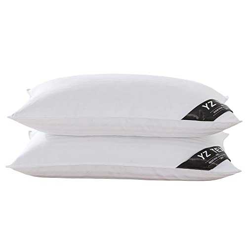 2 Pack Goose Feather and Down Pillows 100% Cotton Shell Soft Hotel Quality Pillows(40% Down)