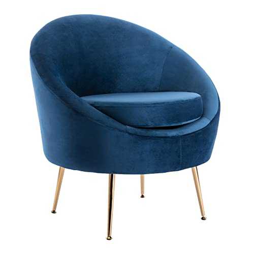 chairus Velvet Single Sofa Armchair Upholstered Leisure Chair mit Metal Legs Tub Chair for Lounge Living Room (Blue)