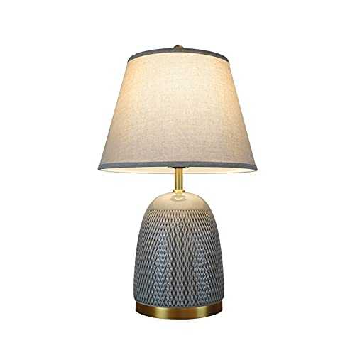 Bedside Lamp for Bedroom Creative Table Lamps Glass Bedside Table Lamps with Fabric Lampshade Concise Rhombus Stripe Nightstand Lamps for Home Office Cafe Lamp, 22.8"H Table Lamps for Living room