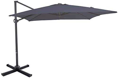 SORARA ROMA Classic Cantilever Parasol | Grey | 300 x 300 | Square Sun Shading Garden Umbrella