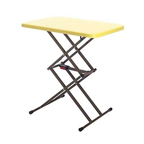 Bedside End Table, Foldable Study Desk Space-saving Leisure Table Portable Camping Side Table Height-adjustable Coffee Tables - Green,Yellow,White(Size:64 * 45 * 70CM,Color:Yellow)