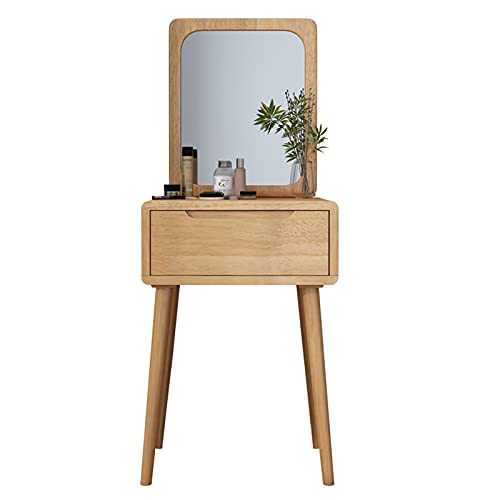 xuejuanshop Makeup Dressing Table Vanity Table with Removable Mirror and Upholstered Stool Set, Makeup Organizer and Dressing Table for Bedroom Vanity Table (Size : 45CM)
