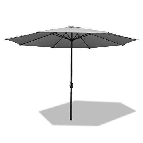 BMOT 3.5M Garden Parasol with Crank and Sun Shade for Outdoor, Garden and Patio - Gray