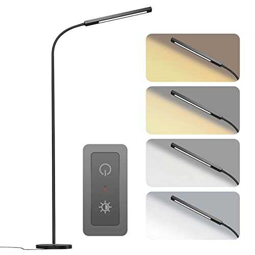 Floor Lamp, 2 in 1 Touch Control Desk Lamp & Led Floor Lamps for Living Room, 4 Color Temperatures, 10/40min Timer, Flexible Gooseneck, Stepless Dimmable Reading Light Standing Lamp for Bedroom
