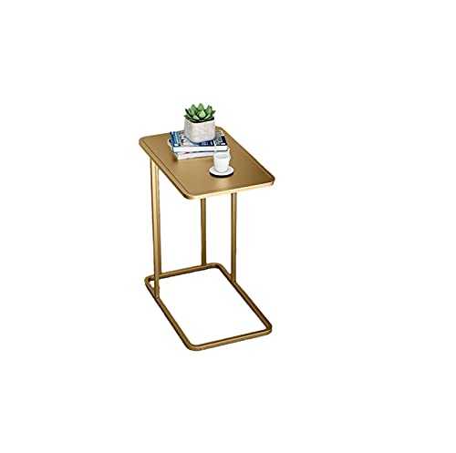 Modern Style Side Tables,Space-saving Narrow End Tables Wrought Iron Flower Stand Bedroom Laptop Desk Breakfast Side Table C Shaped Table for Sofa Side - Gold,Black(Size:50 * 30 * 58CM,Color:Gold)
