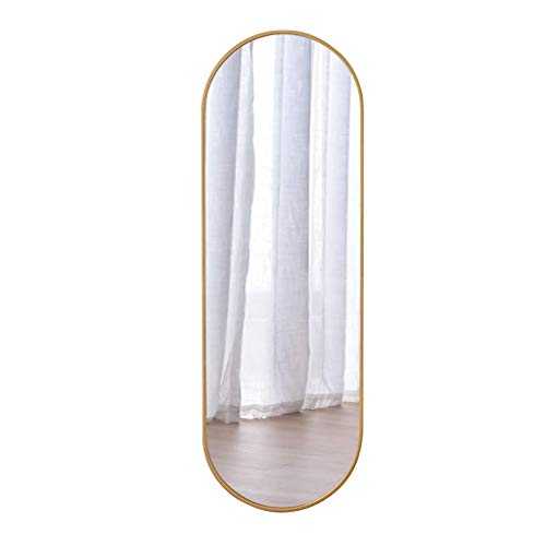 WYFX Nordic Oval Full-Length Mirror, Dressing Mirror, Wall-Mounted Bathroom Mirror, Iron Metal Frame Bedroom Decorative Mirror, Hd Explosion-Proof Vanity Mirror,Gold/Black