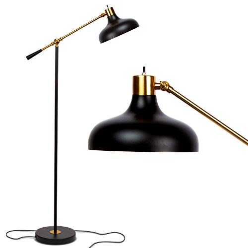 Brightech Wyatt - Industrial Floor Lamp for Living Rooms & Bedrooms - Rustic Farmhouse Reading Lamp - Standing, Adjustable Arm Indoor Pole Lamp for Crafts & Tasks