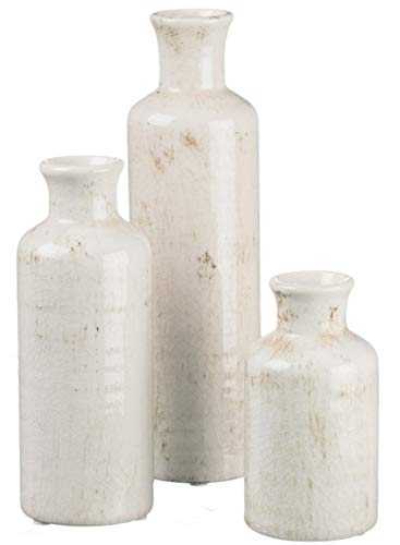 Sullivans Small White Ceramic Vase Set of 3, Modern Farmhouse Home Décor Accents; Living Room Décor and Accessories, Table and Mantle Decorations, Cottagecore Décor, Boho Faux Floral Vases (CM2333)