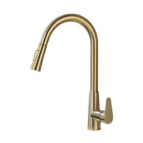 Bathtub Faucets Kitchen Faucet Black Pull Out Kitchen Faucet Brushed Gold Pull Down Kitchen Mixer Rotating Sink Faucet Mixer Tap Sus 304-Brushed_Gold_China