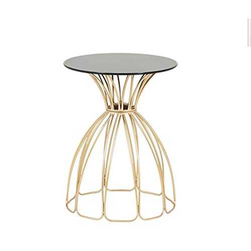 zlw-shop Sofa Table for Living Room Round Coffee Table Side Table Living Room Bedroom Save Space Corner Table Black Tempered Glass Metal Appearance End Table (Color : A)