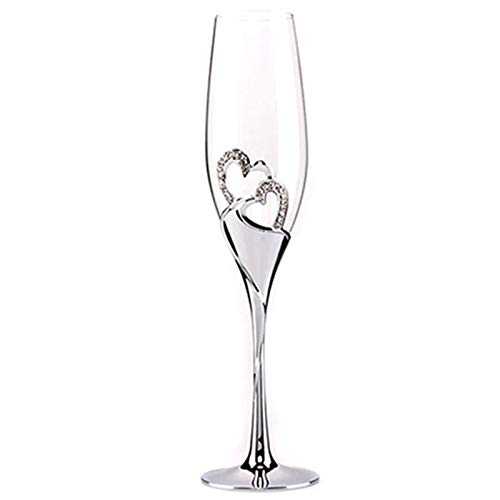 KJGHJ 2 PCS/Set Crystal Wedding Toasting Champagne Flutes Glasses Drink Cup Party Marriage Wine Decoration Cups For Parties Gift Box, Champagne Flutes (Color : Red)