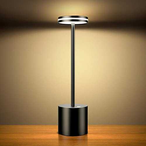 Hapfish Rechargeable Cordless LED Table Lamp, 5000mAh Battery Operated Table Lamps, 3 Color Modes, Dimmable, USB Desk Light for Home, Dining, Indoor, Outdoor, Living Room – Black