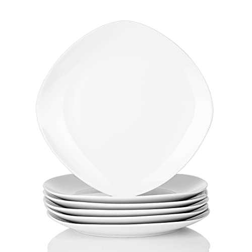 MALACASA, Series Elisa, 6-Piece 9.75" Dinner Plate Round China Porcelain Dinner Plate Dishes (24.6 * 24.6 * 2.5cm), Service for 6