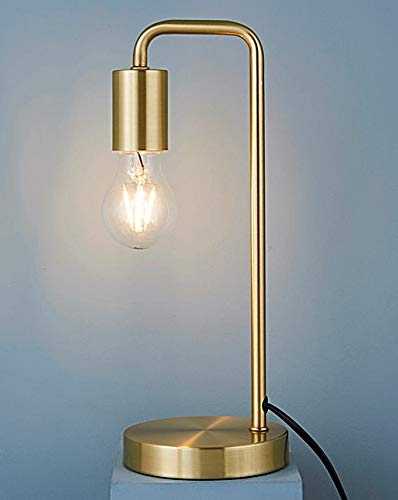 CGC Brushed Brass Table Lamp Vintage Retro Industrial Bedroom Kitchen Lounge Hallway Dining Room Office Study Reading Light Feature