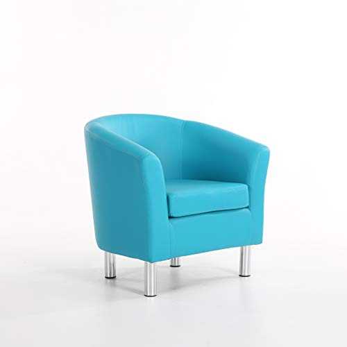 The Home Garden Store Camden Leather Tub Chair Armchair Dining Living Room Office Reception Hotel (Aqua Blue)