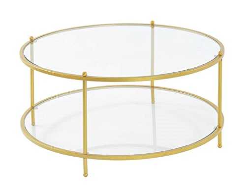 Convenience Concepts Royal Crest 2 Tier Round Glass Coffee Table