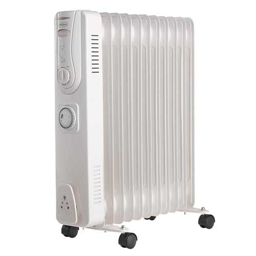 VonHaus Oil Filled Radiator – 2500W/2.5KW – 11 Fin – Plug in Portable Electric Heater – 3 Power Settings, Adjustable Temperature/Thermostat, Thermal Safety Cut off & 24 Hour Timer – White