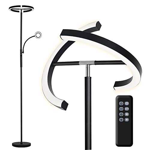 Aomeya Floor Lamp, Sky LED Modern Floor Lamp Super Bright Floor Lamps,20W/1600LM Main Light and 7W/400LM Side Reading Lamp for Living Room, Bedroom, Work with Remote Control & Touch Control