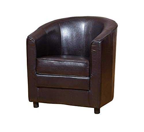 Sofa Collection Girona Brown Faux Leather Tub Chair/Armchair Seating, 69x69x77 cm