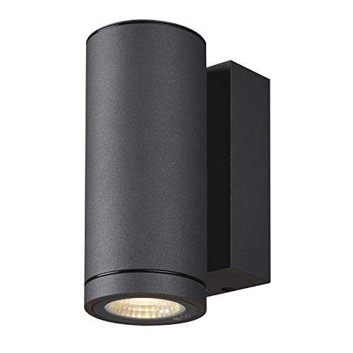 SLV Wall-Mounted Light Enola Round S / Lighting for Walls, Paths, entrances, LED spot Outdoor, Surface-Mounted Light Outdoor, Garden lamp / IP65 3000/4000K 6W 390 / 450lm Anthracite 30 Degrees