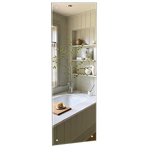Dripex 110 x 38cm Frameless Bathroom Mirror, Rectangle Wall Mounted Mirror with Polished Edge & Pre-Drilled Holes - Best for Bathroom, Dressing Room, Bedroom & Living Room
