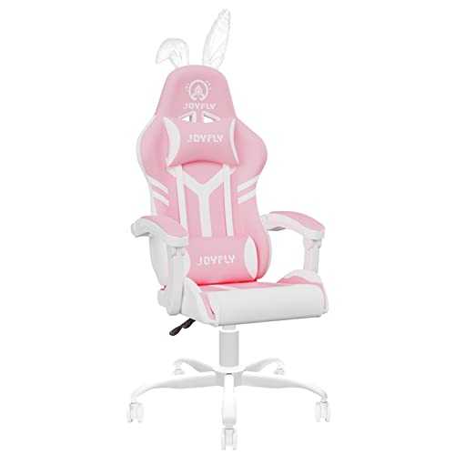JOYFLY Pink Gaming Chair, Kawaii Computer Gamer Chair for Girls Ergonomic PC Office Chair with High Back, Height Adjustable for Women Adults (Pink)