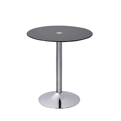 LICHUAN Coffee Table Tempered Glass End Table, Round Coffee Table Dining Table Living Room Sofa Side Table Bedroom Lamp Table - Clear Top/Chrome Base Side Table living room (Color : A, Size : 80CM)
