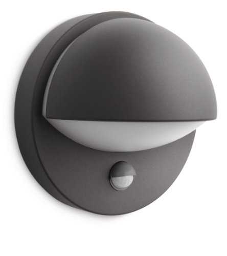 Philips June Outdoor Wall Light with Sensor [Anthracite] Includes Bulb. For Outdoor, Garden and Patio Lighting