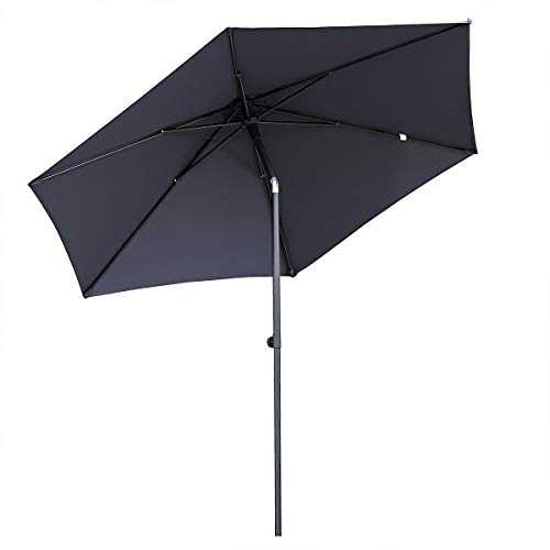 Sekey® 9ft /2.7m Push Up Garden Parasol Outdoor Umbrella with Tilt Function Aluminium Pole UV50+ (Grey)