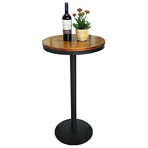 YUDE Bar Gao Zhuo, Study Meeting Room Desk Negotiation Table, Kitchen Dining Table with Wrought Iron Lacquered Legs and Pine Table Top-55×55×75/95/105cm (three Heights Optional)