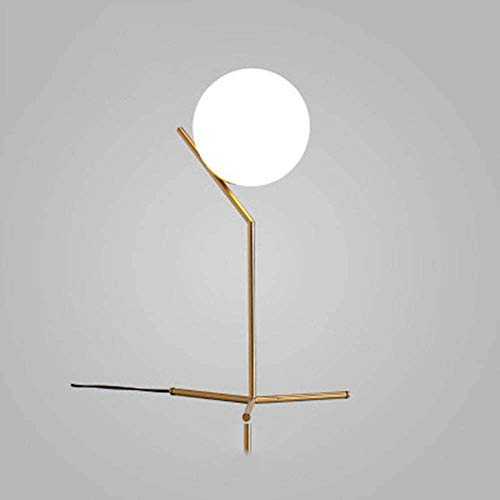 Table Lamp, Nightstand Minimalist Iron Art Desk Lamp, Modern Gold Chrome Metal Basket Frame Round Ball Glass Shadow Light Table Lamp | Bedside Light for Bedroom | ø20cm