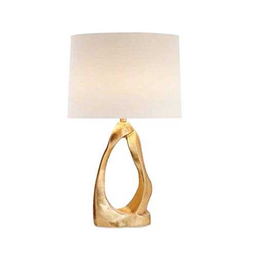 SPNEC Modern Brass Metal Base Bedside Elegant Table Lamp, Small Table Lamps with White Fabric Lampshade for Bedroom Living Room Office
