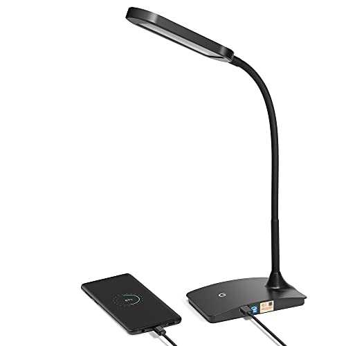 TW Lighting IVY-40BK The IVY LED Desk Lamp with USB Port, 3-Way Touch Switch, Black